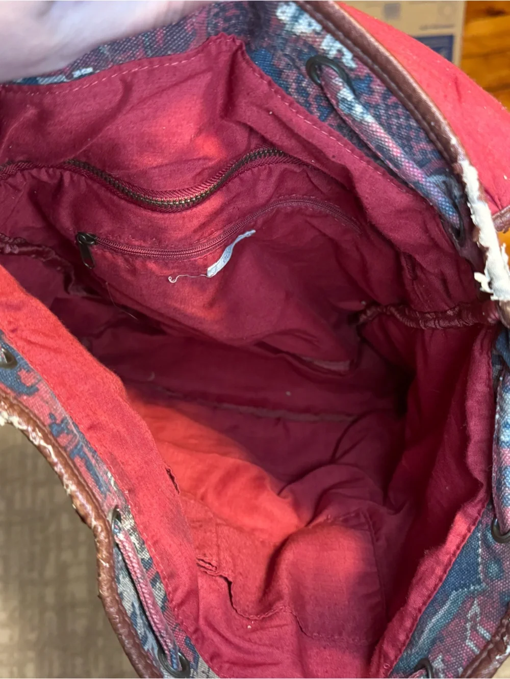ECOTE Cloth Tapestry-Style Boho Backpack in Red